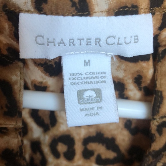Charter Club leopard print v neck tunic. - Picture 2 of 5